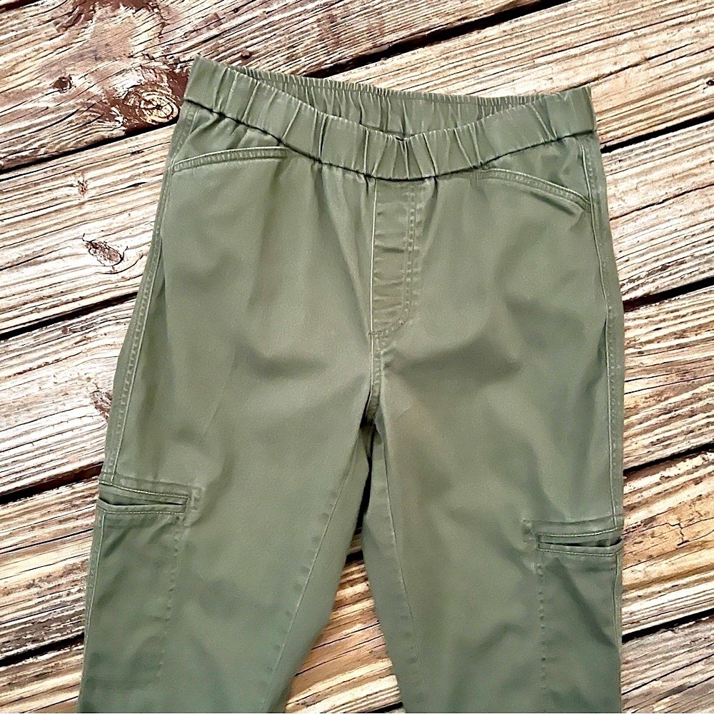 Lands End Olive Green High Rise Pull On Cargo Pants Size 6
